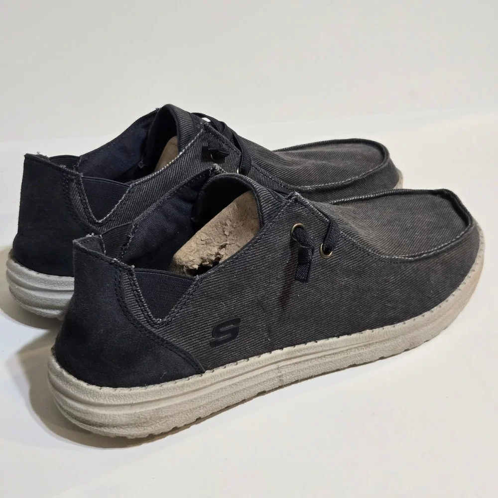 Skechers Melson Volgo Loafers Mens 11/45 Blue Gray Canvas Slip On 66387 Casual